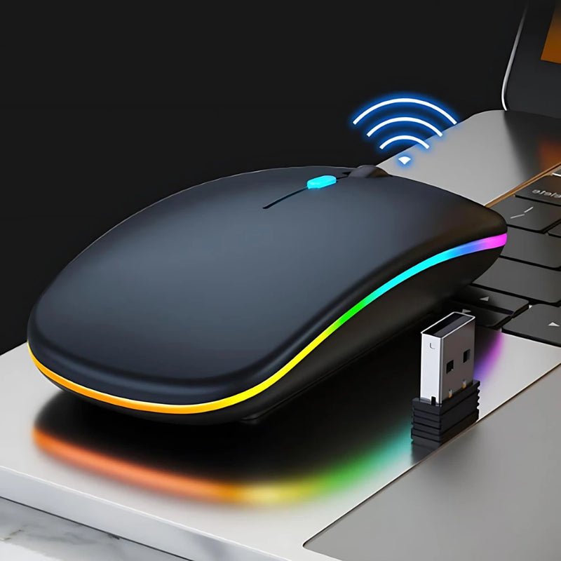 Mouse Wireless Recarregável Led Rgb 2.4 Ghz Sem Fio